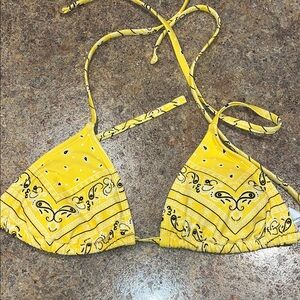 Yellow Bandana Print Bikini Top